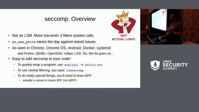 Subsystem Update: Seccomp, Yama, and LoadPin - Kees Cook, Google смотреть онлайн