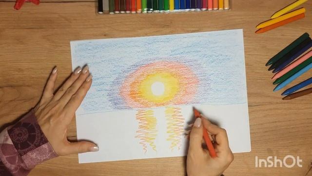 Как нарисовать море и закат? Легко и просто! Мастер-класс для детей. Поэтапное рисование. смотреть онлайн