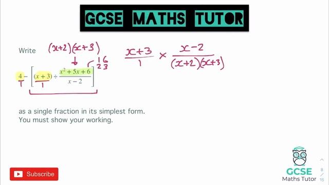 A Difficult Algebraic Fractions Problem | Grade 7+ | GCSE Maths Exam Revision смотреть онлайн
