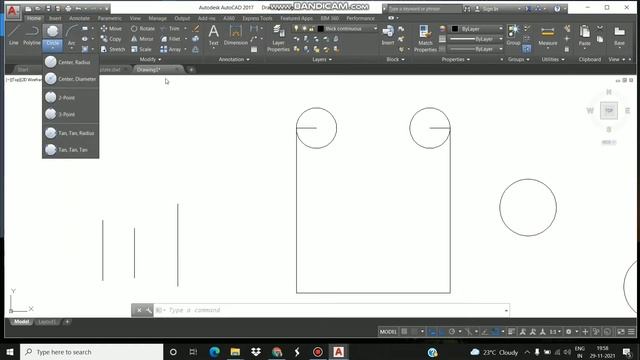 Methods to draw a circle on AutoCAD/tan tan radius, tan tan tan, 2P, 3P, Centre Radius/Día смотреть онлайн