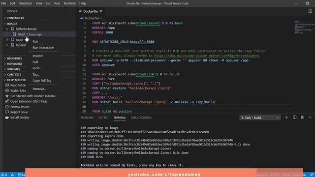 #4 dockerize Dot Net 5 Web API using visual code extension смотреть онлайн