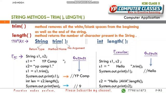 string functions in java #1 | string functions in java class 10 icse | trim | charAt | valueOf()
