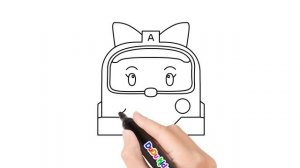 How to draw Amber from Robocar Poli. Step by step AMBER ambulance drawing. Рисуем Эмбер. 怎样画救护车安巴
