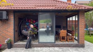 Панорамное тёплое остекление веранды. Стеклопакет 22 мм, алюминиевая рамка 3 см
