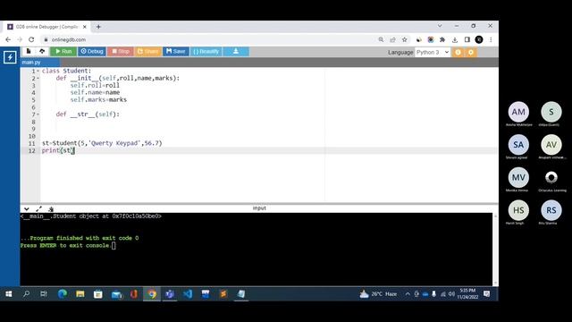 Python __init__ and __str__ method