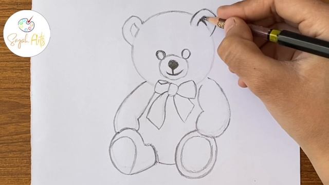 How to draw a cute teddy bear step by step easy // How to draw a bear step by step video