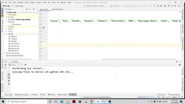 Create a simple list using the Listview.Builder constructor in Flutter Project