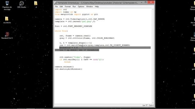 Template Matching Opencv Python TIEMPO REAL Español | Detección de PS1