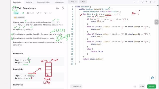 Leetcode | 20. Valid Parentheses | Easy | Java Solution