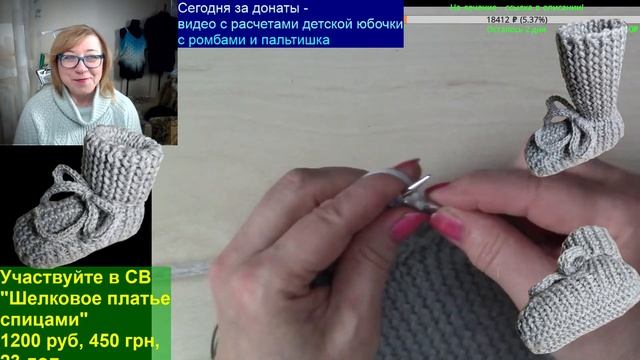 Как вязать пинетки двумя спицами.  Алена Никифорова