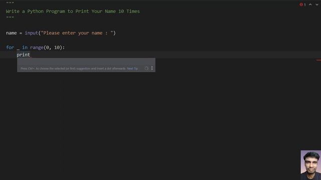 Write a Python Program to Print Your Name 10 Times