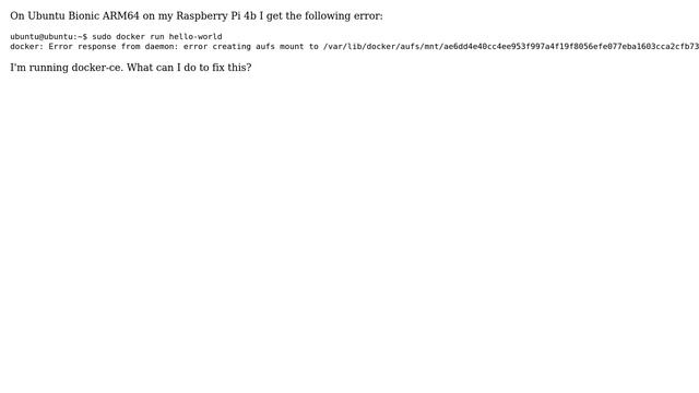 Docker gives an error trying to create aufs mount смотреть онлайн