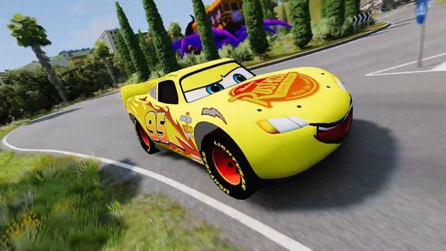 Lightning McQueen's Epic Escape From Giant Spider-Like Monster Cars! Giant Mack Eater Vs McQueen!
