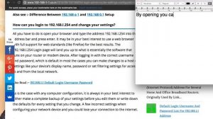 192.168.l.254 Login Admin IP Address Configuration