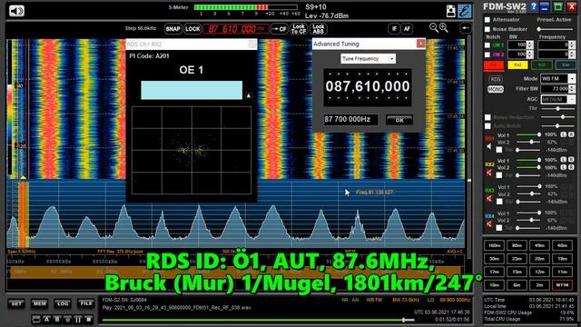 03.06.2021 17:45UTC, [Es], Быстрая смена RDS, Австрия и Италия, 87.6МГц