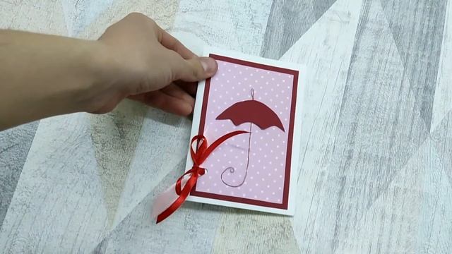 Открытка из бумаги: Сердце-зонт