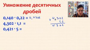 Умножение десятичных дробей.