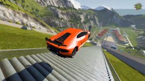 Машины прыгают с высоких ступенек - BeamNG.Drive - Crazy Crash Car
