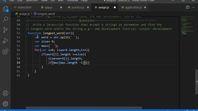 JavaScript | Function | Longest word | #javascript  #find #longestword. lecture 04