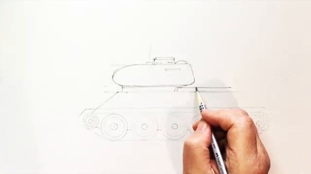 Как нарисовать танк Т-34-85 карандашом поэтапно | How to draw a tank T-34 with a pencil