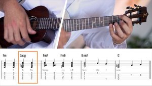 Michelle (Ukulele Fingerstyle) Tabs On Screen - The Beatles Chord Melody