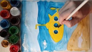 Рисуем красками подводную лодку !