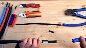 Способ крепежа кабеля к протяжке / Резак для гофротрубы - Knipex TwistCut