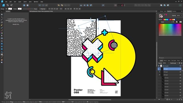 Lets Design An Abstract Neo Memphis 80s90s Style Poster in Affinity Designer