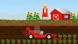 Комбинат, ферма, тракторная уборка урожая моркови для детей