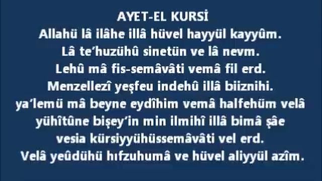 AYETEL KURSI ezberlemek isteyenler için смотреть онлайн