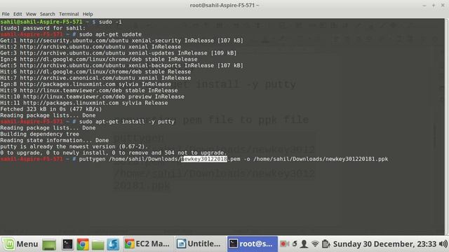Connecting AWS EC2 LINUX Instance from LINUX MINT OS machine using Putty смотреть онлайн