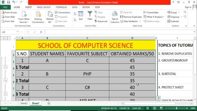 Excel Magic Tricks | Data Table, Duplicate, Group Ungroup, Subtotal, Protect Sheet and Freeze Pane
