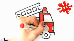 Как нарисовать ПОЖАРНУЮ МАШИНУ | Раскраска ПОЖАРНАЯ МАШИНА для детей | How to draw a fire truck