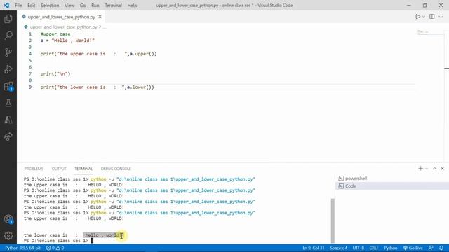 How to convert Upper case into Lowercase letter in python  how to remove white spaces in python