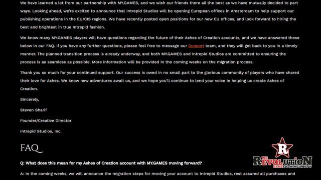 Ashes of Creation. mail.ru больше не издатель!