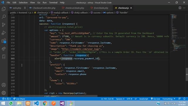 Laravel 8 Ecom Part-34 : Razorpay payment gateway integration in laravel 8 ecommerce