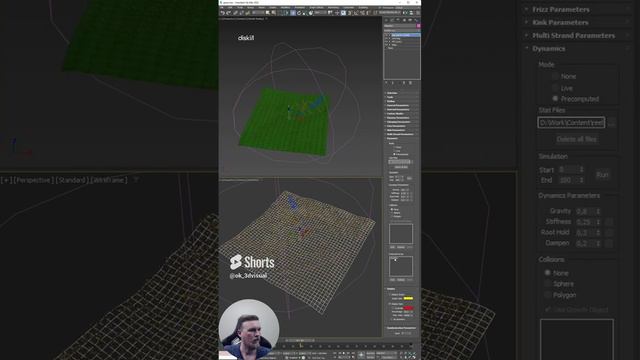 Как сделать симуляцию травы и ветра за 1 минуту в 3D Max🌱 #3dsmax #3dmax #3dmodeling #tutorial3d #3