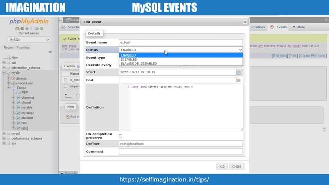 Event in MySQL | What is Event Type | What is On Completion Preserve #52