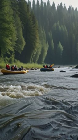 Сплав по бурной воде на надувных лодках