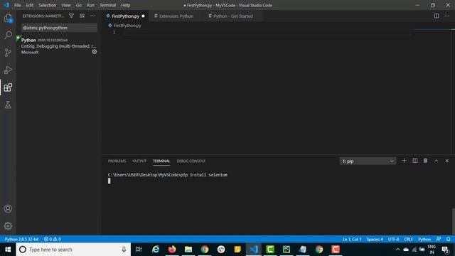 Install Visual Studio Code for python and Selenium