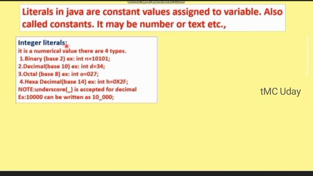 1.10.11. literals in java tutorial in TELUGU смотреть онлайн