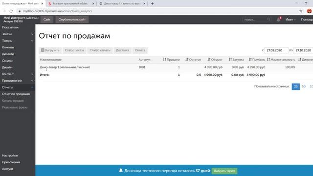 Как создать интернет-магазин на inSales? Отчёты по продажам и каналы продаж магазина | PAVEL RIX смотреть онлайн