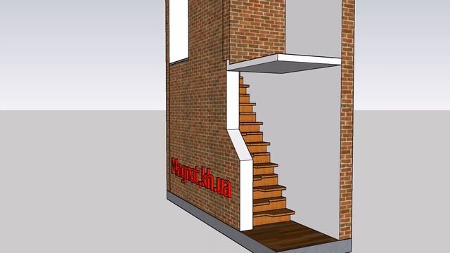 Эскиз лестницы Гусиный шаг под зашивку. смотреть онлайн