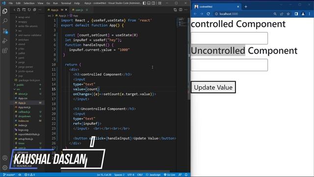 Controlled Component & Uncontrolled Component Explained with Example in react js