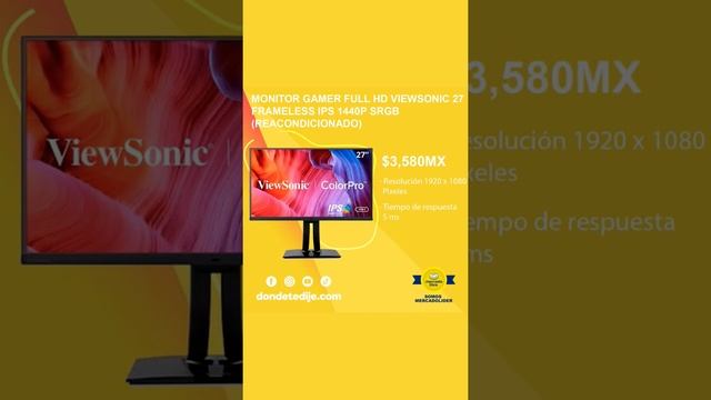 ?️Monitor Gamer Full Hd Viewsonic 27 Frameless Ips 1440p Srgb (Reacondicionado)