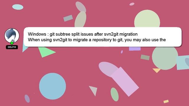 Windows : git subtree split issues after svn2git migration смотреть онлайн
