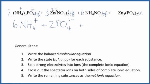 How to Write the Net Ionic Equation for (NH4)3PO4 + Zn(NO3)2 = NH4NO3 + Zn3(PO4)2 смотреть онлайн