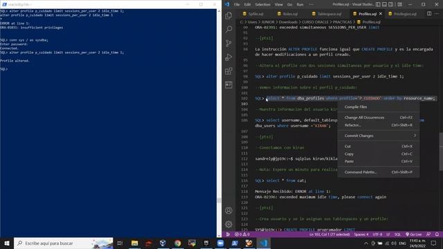Oracle DBA - Laboratorio PROFILES - Con Daneee 24-09-2022 смотреть онлайн