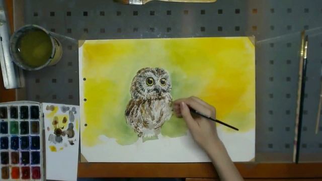Совушка акварелью смотреть онлайн
