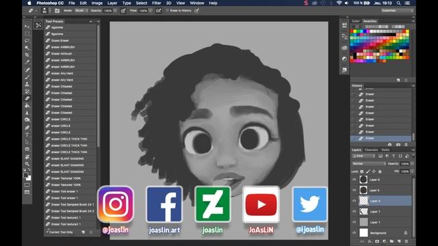 Speedpaint Black and white Portrait in Photoshop l JoAsLiN смотреть онлайн